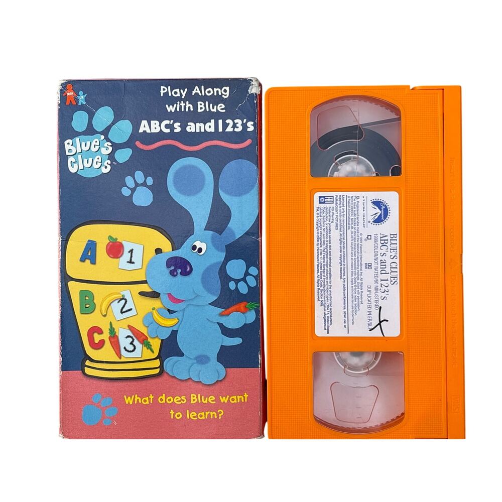 Blues Clues ABCs & 123s Nickelodeon VHS retro Y2K Kidcore 1999 90s VCR
